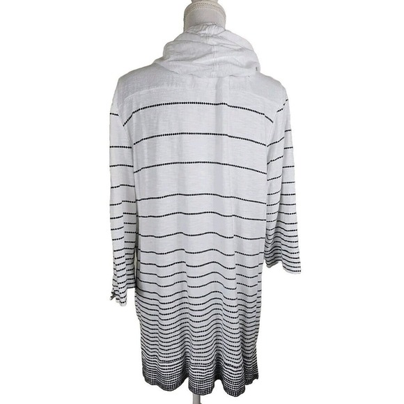 Weekends by Chico's ~Woman Size 3(XL)~ White/Black Striped Top Hood Cotton Blend - Picture 3 of 9